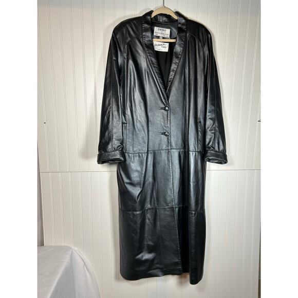 Dero by Rocco D'Amelio Women's metallic black, Leather Long Coat, M the matrix - Picture 1 of 13